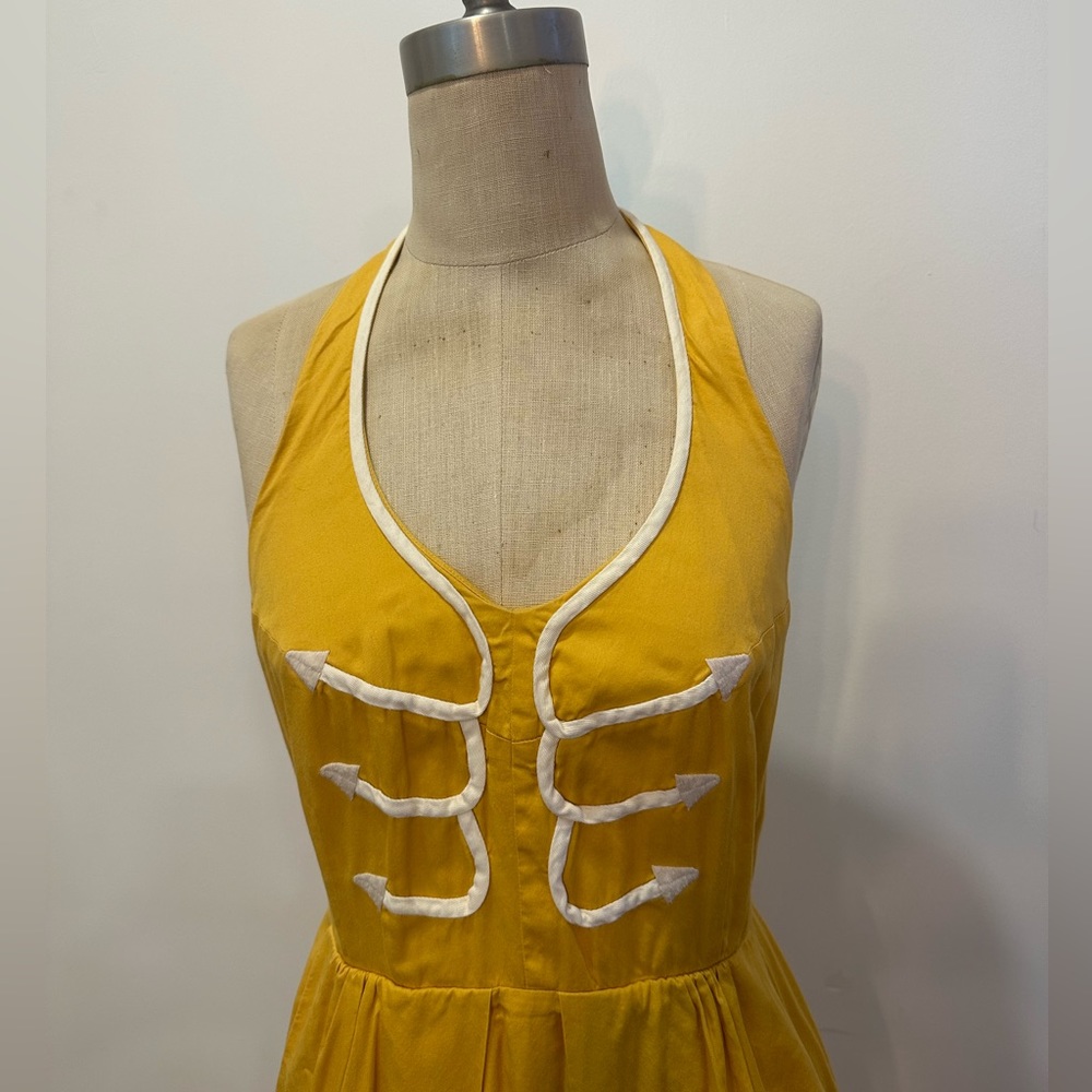 Anthropologie Yellow 1950’s style, halter sailor dress